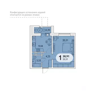 1-к кв. Брянская область, Брянск просп. Станке Димитрова, 67к7 (38.91 ...