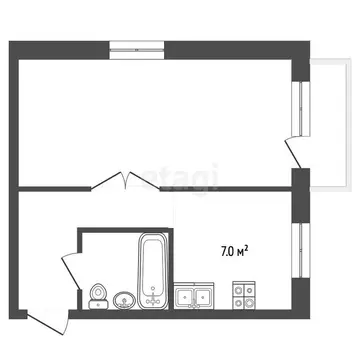 1-комнатная квартира: Альметьевск, Луговая улица, 9 (30.8 м)