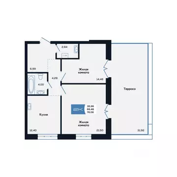 2-к кв. Новосибирская область, Новосибирск ул. Титова, 48 (76.06 м)