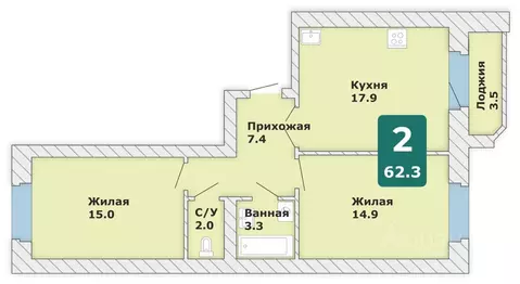 2-к кв. Чувашия, Чебоксары Новый Город мкр, Время жить жилой комплекс ...