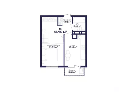 1-к кв. Дагестан, Дербент Камеллия жилой комплекс (41.9 м)
