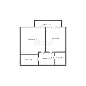 1-комнатная квартира: Горячий Ключ, улица Энгельса, 1/1к3 (38.9 м)