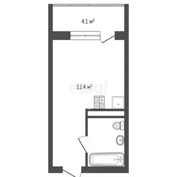 Квартира-студия: Тюмень, Интернациональная улица, 203к2 (15.8 м)