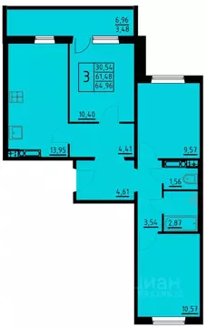 3-к кв. Пермский край, Пермь ул. Танцорова, 96 (64.96 м)
