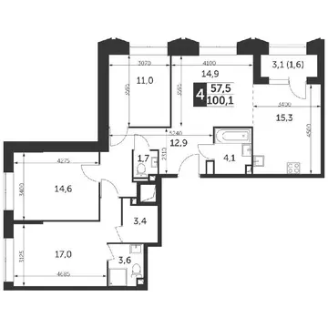 Продается 4-комнатная квартира