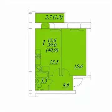 1-к кв. Вологодская область, Вологда Южный мкр,  (40.9 м)