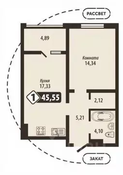 1-к кв. Брянская область, Брянск Школьный жилой комплекс (45.55 м)