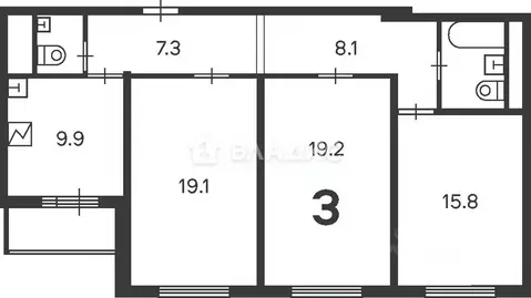 3-к кв. Москва ул. Кварцевая, 4к1 (85.4 м)
