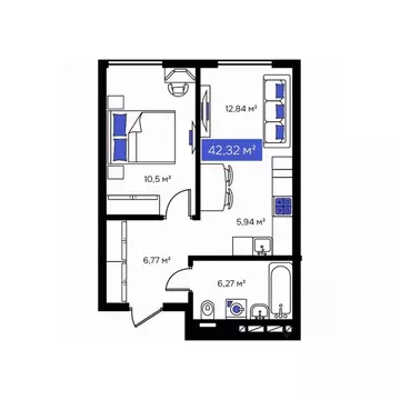 1-к кв. Приморский край, Владивосток Визионер жилой комплекс (42.32 м)