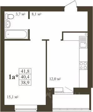 1-к кв. Тамбовская область, Тамбов Телецентр мкр,  (41.8 м)