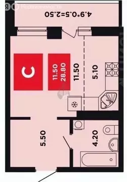 Квартира-студия: Краснодар, Конгрессная улица, 17 (29 м)