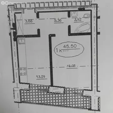 1-комнатная квартира: Омск, улица Яковлева, 15 (45.6 м)
