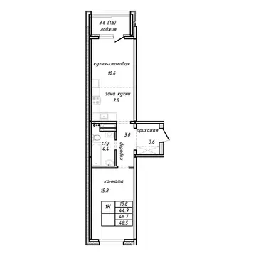 1-к кв. Алтайский край, Барнаул Интернациональная ул. (46.7 м)