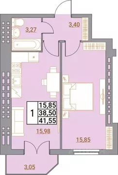 1-к кв. Ростовская область, Шахты пер. Бродского, 8 (41.55 м)