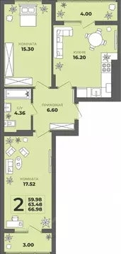 2-к кв. Калининградская область, Калининград ул. Генерала Толстикова, ...