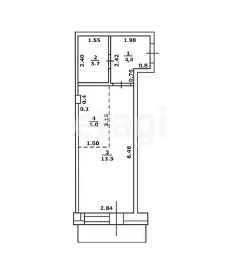 Квартира-студия: Бийск, улица Михаила Митрофанова, 2 (26.4 м)