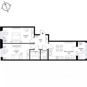 2-к кв. Ленинградская область, Ломоносовский район, Низинское с/пос, ...