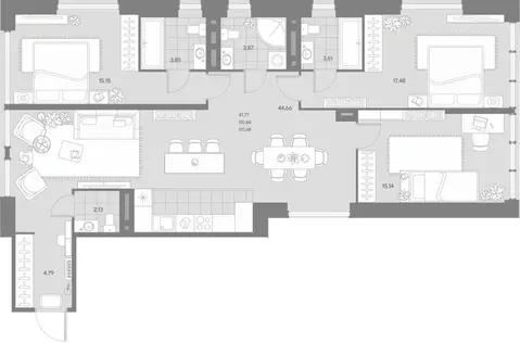 3-к кв. Санкт-Петербург Пионерская ул., 53 (110.68 м)