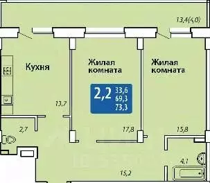 2-к кв. Чувашия, Чебоксары Гражданская ул., поз3 (73.3 м)