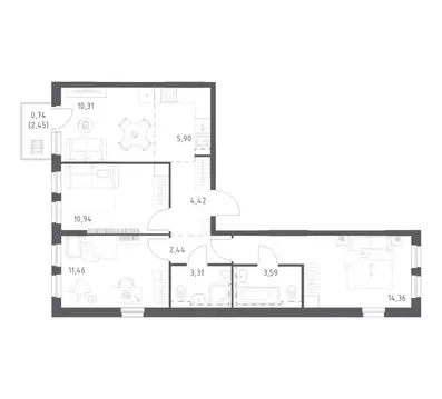3-к кв. Башкортостан, Уфа ул. Рашита Манурова (67.47 м)