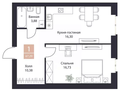 1-к кв. Рязанская область, Рязанский район, Полянское с/пос, с. Поляны ...