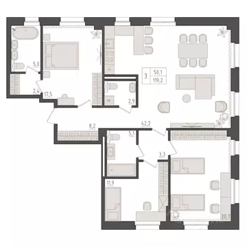 3-к кв. Башкортостан, Уфа 563-й кв-л,  (119.2 м)