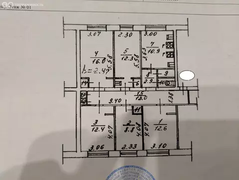 1к в 5-комнатной квартире (16.6 м)