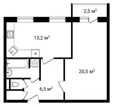 1-к кв. Санкт-Петербург Долгоозерная ул., 6К2 (45.3 м)
