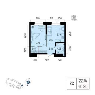 2-к кв. Башкортостан, Уфа Глумилино-1 мкр, Новатор жилой комплекс ...
