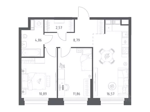 2-к кв. Москва Тропарево Парк мк, 5с3к2 (55.54 м)