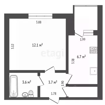 1-к кв. Удмуртия, Ижевск Союзная ул., 129 (29.0 м)