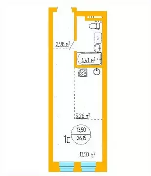 1-к кв. Башкортостан, Уфа ул. Аксакова, 79 (26.15 м)