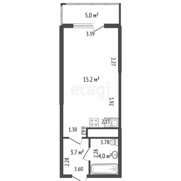 Квартира-студия: Санкт-Петербург, Дизельный проезд, 11к1 (22.9 м)