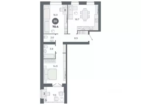 2-к кв. Ивановская область, Иваново Староглинищевская ул., 19/23 (70.4 ...