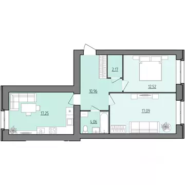 2-к кв. Ярославская область, Рыбинск Февральская ул., 12 (64.05 м)