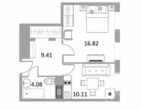 1-комнатная квартира: Санкт-Петербург, Варфоломеевская улица, 6 (40.42 ...