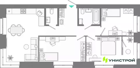 3-к кв. Татарстан, Казань Лето жилой комплекс (71.84 м)