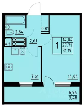 1-к кв. Пермский край, Пермь ул. Танцорова, 96 (31.19 м)