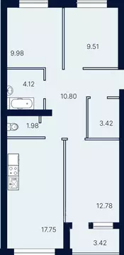 3-к кв. Саратовская область, Саратов ул. Имени Николая Егорова (73.76 ...