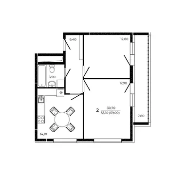 2-к кв. Ростовская область, Ростов-на-Дону Притяжение жилой комплекс ...