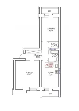 2-к кв. Вологодская область, Череповец Устюженская ул., 14 (80.8 м)