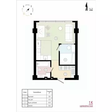 1-к кв. Приморский край, Владивосток Острогорный жилой комплекс (37.26 ...