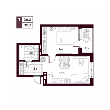 1-к кв. Тюменская область, Тюменский муниципальный округ, д. Дударева ...