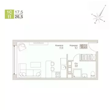 Студия Московская область, Люберцы  (26.5 м)