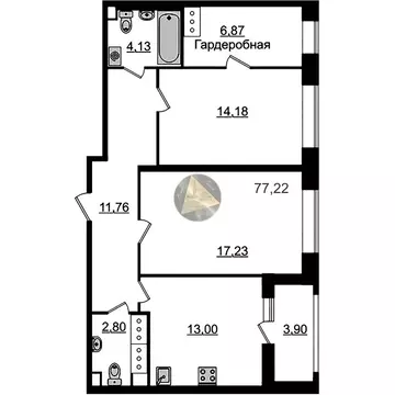 2-комнатная квартира: Санкт-Петербург, Ультрамариновая улица, 5 (77.22 ...
