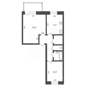 2-к кв. Тюменская область, Тюмень Тарманы мкр, ул. Игримская, 15 (46.0 ...