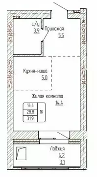 1-к кв. Алтайский край, Новоалтайск ул. Титова, 6 (31.9 м)