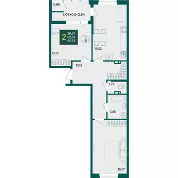2-к кв. Краснодарский край, Краснодар Образцово мкр,  (65.93 м)
