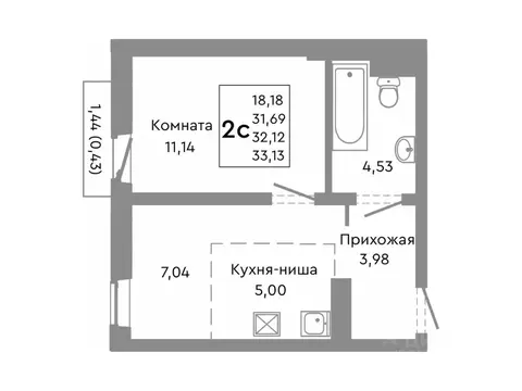 2-к кв. Челябинская область, Челябинск Никс Лайн на Ярославской жилой ...