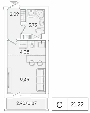 Квартира-студия: Мурино, Екатерининская улица, 11 (20.4 м)